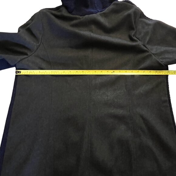 Dennis Basso XL Mixed Media Coat Hood Navy Gray Wool Blend Athleisure Chic Comfy - Picture 6 of 12